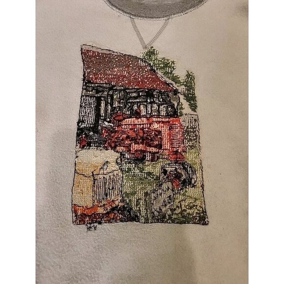 Fruit Of The Loom XL Embroidered Farm Tractor Barn Pullover Sweatshirt Vintage - Picture 7 of 10